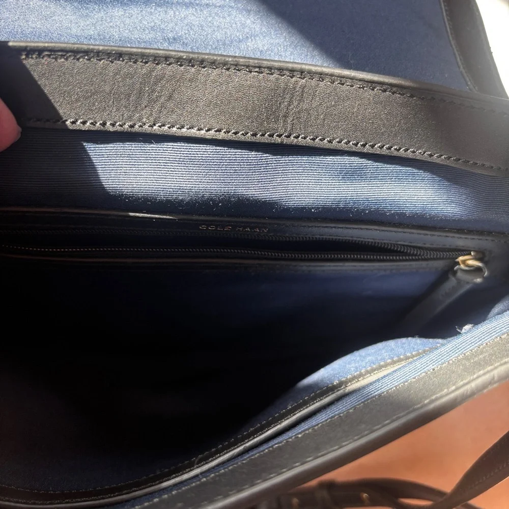 Cole Haan Vestry Saddle Bag in Black‎ Crossbody Leather Purse Gold Hardware